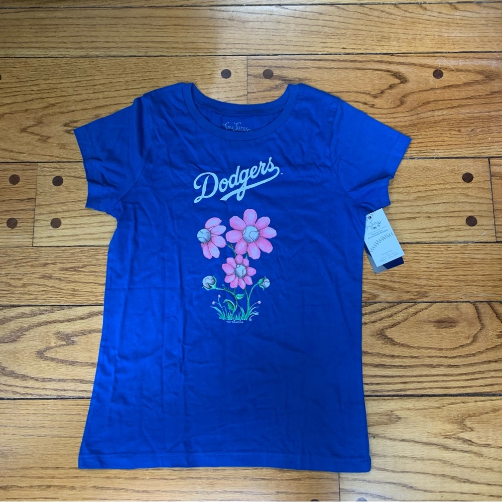 Los Angeles Dodgers Tiny Turnip Blooming Baseballs T-Shirt Blue Women’s Medium